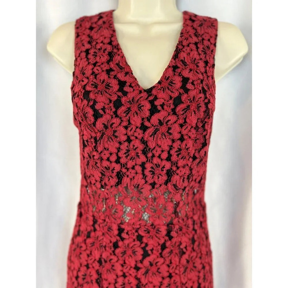 Alexia Admor Red Lace Flounce Midi Dress $265 - Picture 4 of 8